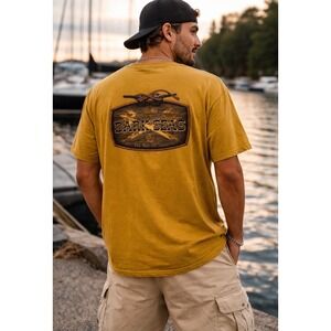 Dark Seas Division Mens XXL Mustard Yellow Graphic T-Shirt Venture Shoreline. Aa